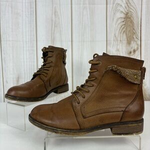 Hot Tomato Ankle Boots Lace Up Zipper Low Heel Casual Booties Brown Size 7.5